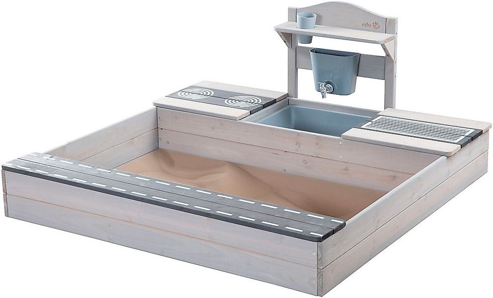 roba® Sandkasten 117 x 118 x 54 cm, mit Matschküche, grau, FSC® - schützt W günstig online kaufen