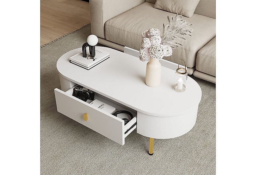 HAUSS SPOLE Wohnzimmer-Set Couchtisch mit 2 Schubladen, goldenen Griffen, B günstig online kaufen