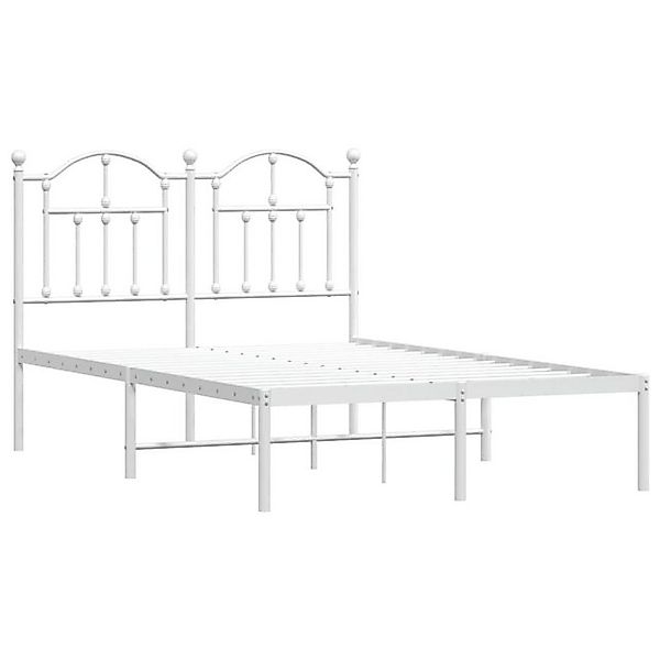 vidaXL Bettgestell Bettrahmen mit Kopfteil Metall Weiß 120x190 cm Bett Bett günstig online kaufen