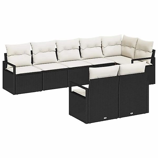 vidaXL Gartensofa-set mit Kissen 8-Tlg Schwarz und Weiß Poly-Rattan 3355096 günstig online kaufen