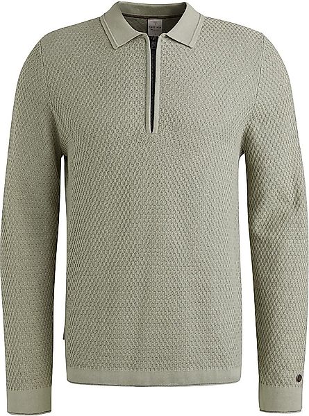 Cast Iron Long Sleeve Half Zip Poloshirt Struktur Hellgrün - Größe XXL günstig online kaufen