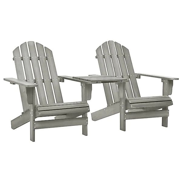 vidaXL Adirondack-Gartenstühle mit Tisch Massivholz Tanne Grau 310068 günstig online kaufen