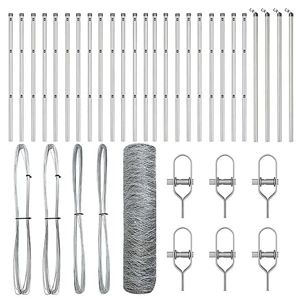 vidaXL Zaunpfosten Silber 50 x 0,6 m 36 mm Mesh Stahl 3352984 günstig online kaufen