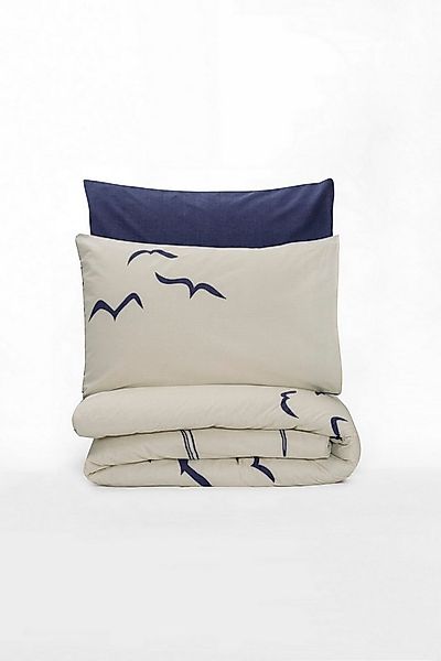 L'Essentiel Maison Bettwäsche Set, Baumwolle, 2 teilig, Dunkelblau & Weiß, günstig online kaufen