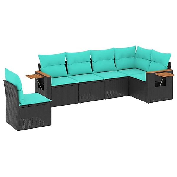 vidaXL 6-Tlg Garten-Sofagarnitur mit Kissen Schwarz Poly Rattan 3226855 günstig online kaufen