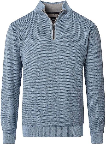 Casa Moda Halfzip Pullover Structure Melange Blau - Größe XL günstig online kaufen