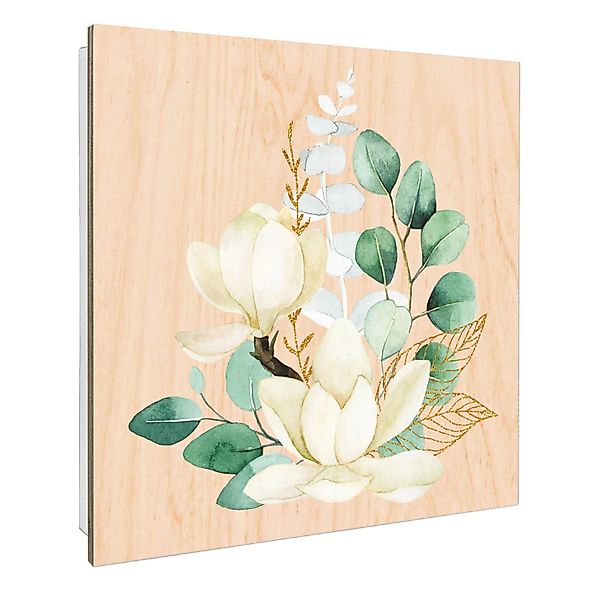 Banjado Großer Schlüsselbox Holz 30x30cm Weiß Scharnier Rechts 50 Haken Sch günstig online kaufen