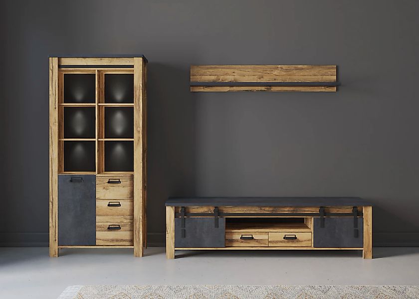 Home affaire Wohnwand "York, moderne Anbauwand, Wohnzimmer-Set in Hunton Oa günstig online kaufen