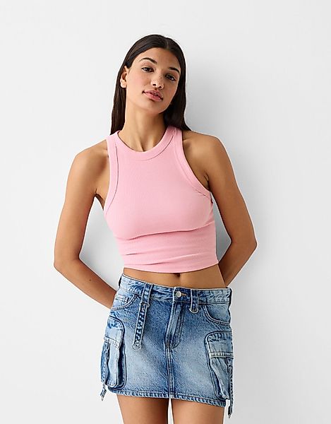 Bershka Ärmelloses Shirt Mit Patentmuster Damen 10-12 Rosa günstig online kaufen