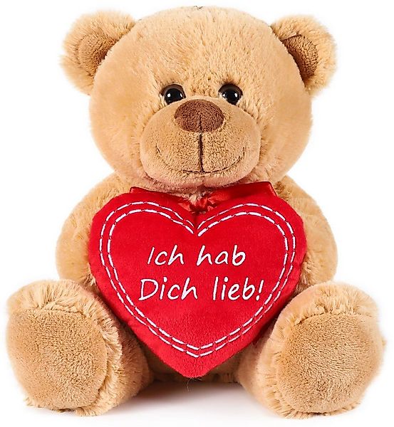 BRUBAKER Kuscheltier Teddybär mit Herz Rot - Ich hab Dich lieb - Teddy Stof günstig online kaufen