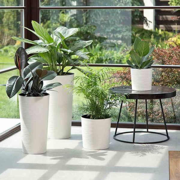 Siena Garden Pflanzgefäß Modern Locon Weiß Ø 25x46,5 cm günstig online kaufen