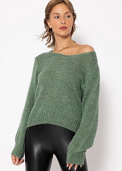 SASSYCLASSY Strickpullover Oversize Pullover Damen mit V-Ausschnitt Elegant günstig online kaufen