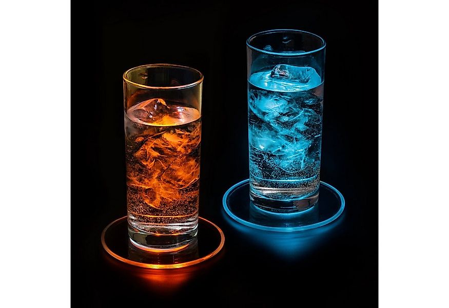 PRECORN Dekolicht 2er LED Untersetzer Bierdeckel Leuchtend f. Getränke Gläs günstig online kaufen