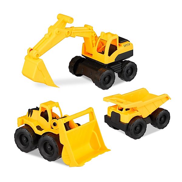 relaxdays Spielzeug-Baumaschine Spielzeug Baustellenfahrzeuge 3er Set günstig online kaufen