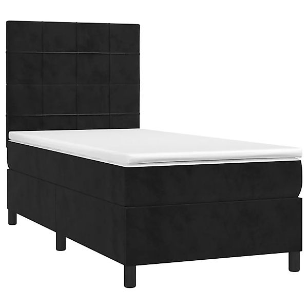 vidaXL Boxspringbett mit Matratze & LED Schwarz 90x190 cm Samt 3136097 günstig online kaufen