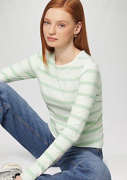 QS Langarmshirt T-Shirt Schmales Ringelshirt mit Rundhalsausschnitt günstig online kaufen