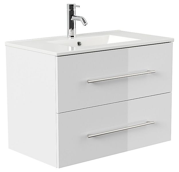 Lomadox Waschtisch HARLINGEN-02, 80cm breit, Keramikwaschbecken, weiß Hochg günstig online kaufen