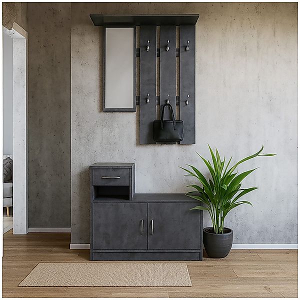 HTI-Living Garderobe Garderobe Beton mit Spiegel günstig online kaufen