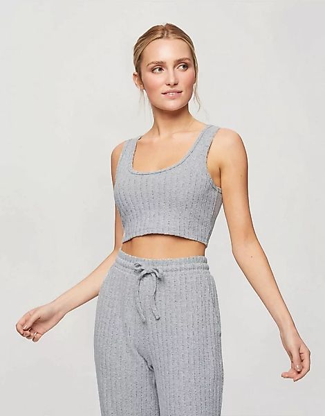 Miss Selfridge – Pyjama-Set mit kurzem Schnitt in Grau-Weiß günstig online kaufen