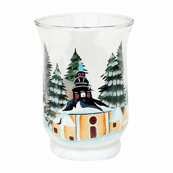 Sigro Teelichthalter Ø 11 cm aus Glas mit Weihnachtsmoti Seiffen transparen günstig online kaufen