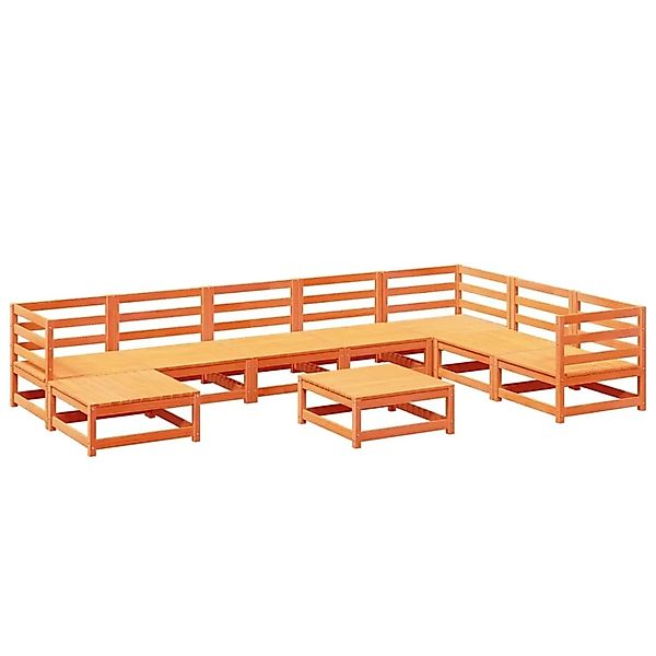 vidaXL 9-Tlg Garten-Sofagarnitur Wachsbraun Massivholz Kiefer 3299582 günstig online kaufen