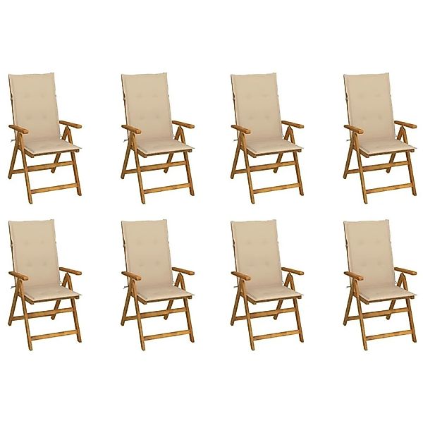 vidaXL Klappbare Gartenstühle mit Kissen 8 Stk Massivholz Akazie 3075057 günstig online kaufen