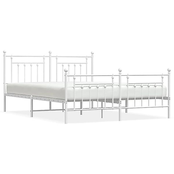 vidaXL Bettgestell mit Kopf- und Fußteil Metall Weiß 180x200 cm Modell 3184 günstig online kaufen