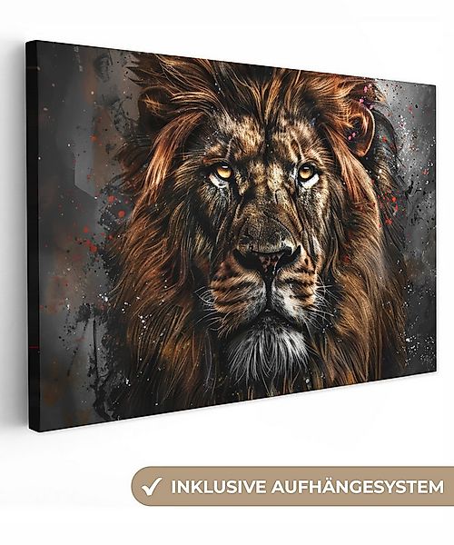 OneMillionCanvasses® Leinwandbild Löwe - Tiere - Porträt - Schwarz - Luxus, günstig online kaufen