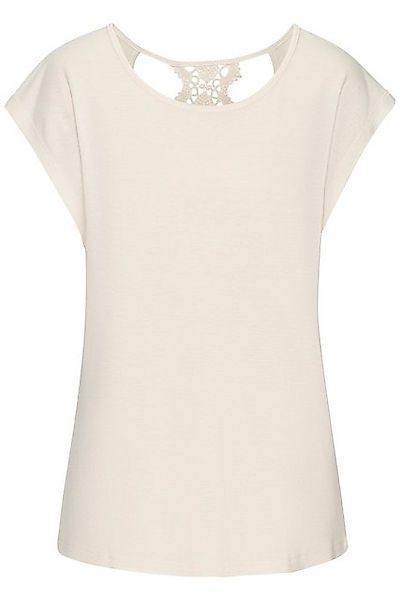 LASCANA Kurzarmshirt mit Spitzendetail im Rücken, bequemes T-Shirt aus Jers günstig online kaufen
