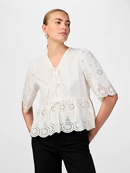 Y.A.S Spitzenbluse "YASCORNELIA 2/4 TIE TOP S. NOOS" Baumwolle, regular fit günstig online kaufen