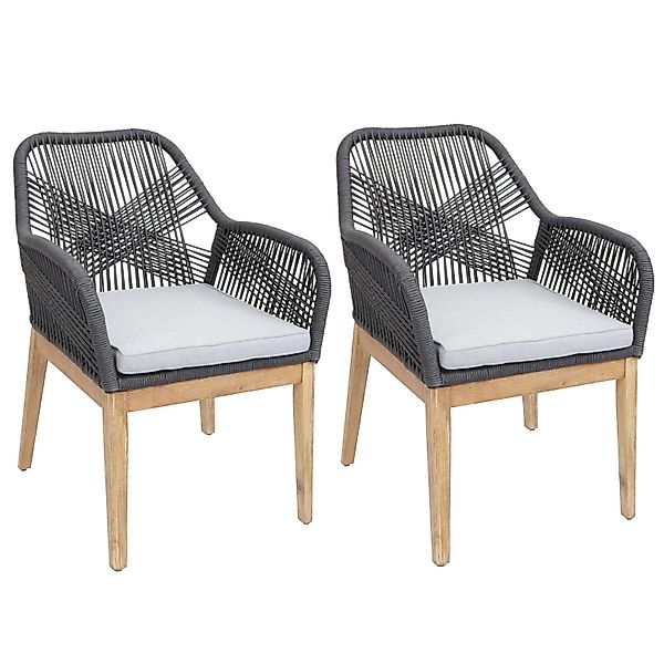 Proregal 2er-Set Gartenstuhl HxBxT 85x58x59 cm Sitzhöhe 47cm Wetterfest Sei günstig online kaufen