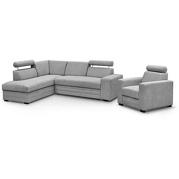 Beautysofa Polstergarnitur im modernen Stil, mit verstellbaren Kopfstützen günstig online kaufen