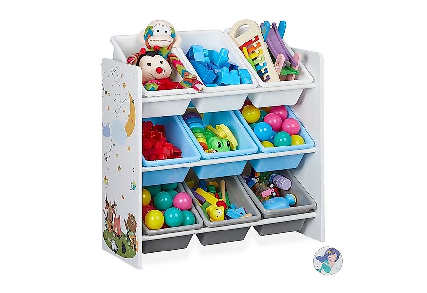 relaxdays Kinderregal mit 9 Boxen und Motiv, A günstig online kaufen
