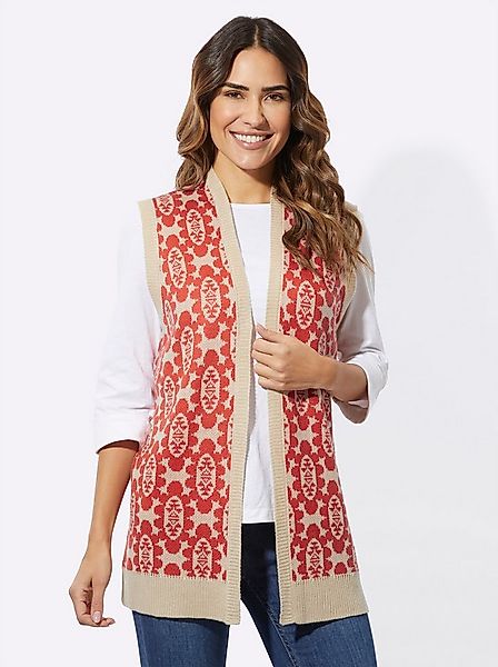 Sieh an! Strickjacke Strickweste Ärmellos Jacquard günstig online kaufen