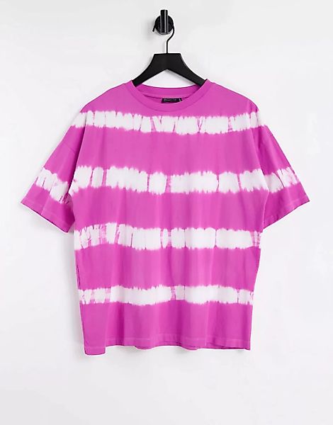 ASOS DESIGN – Oversize-T-Shirt in Rosa mit verblichenem Streifenmuster günstig online kaufen