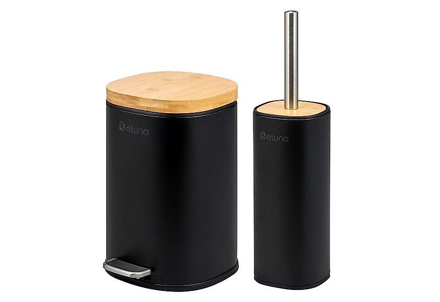 eluno Badaccessoire-Set Badezimmerset aus Metall und Bambus, 2 tlg. günstig online kaufen