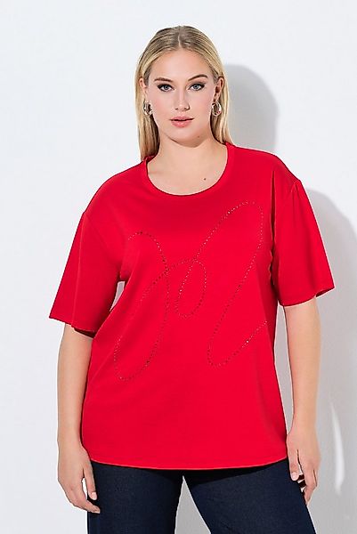 Ulla Popken Sweatshirt Sweatshirt Ziersteine Rundhals Halbarm Modalmix günstig online kaufen