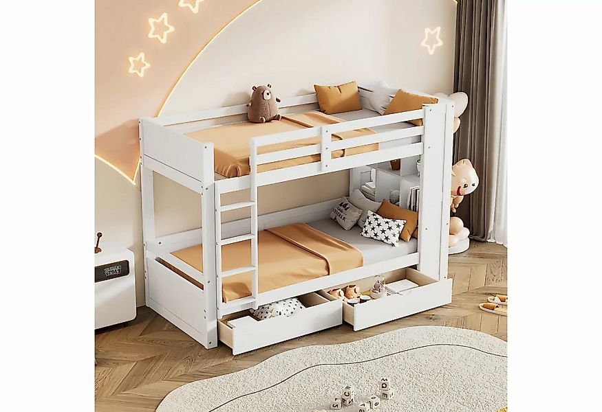 Ulife Etagenbett Kinderbett mit 2 Schubladen und sechs Staufächer,90*200cm günstig online kaufen