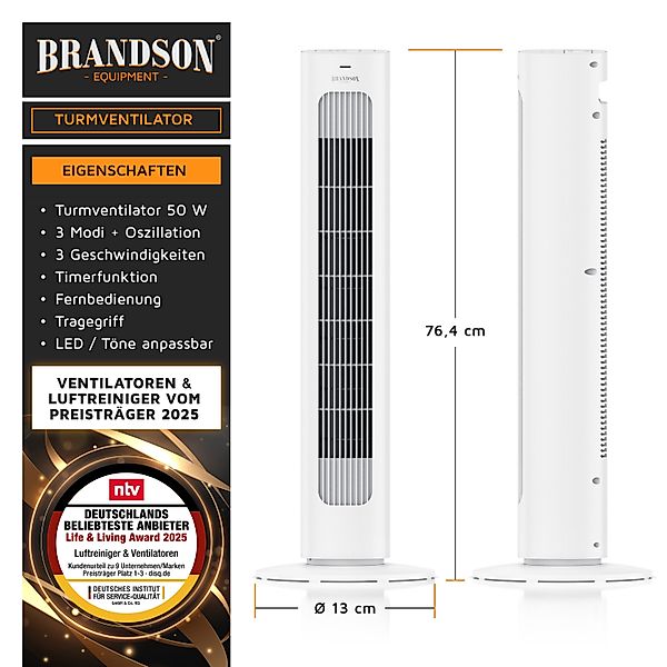 Brandson Turmventilator mit Fernbedienung, sehr leise, günstig online kaufen