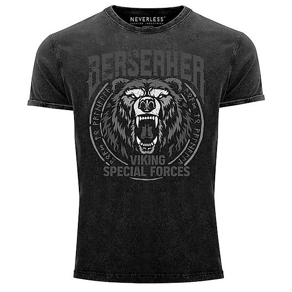 Neverless Print-Shirt Herren Vintage Shirt Berserker günstig online kaufen