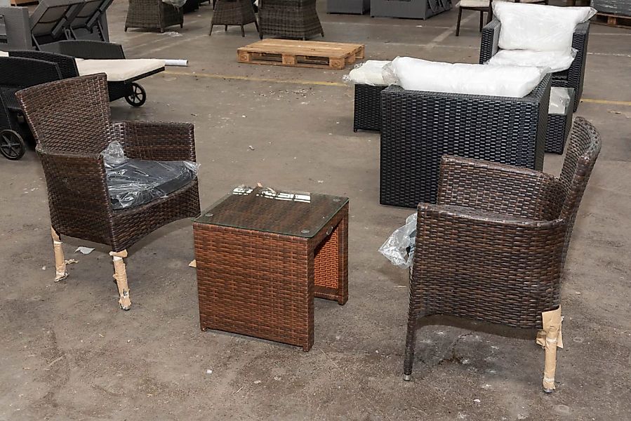 #HBM 2705: 2er Set Stuhl Estelle mit Beistelltisch Casablanca-braun-meliert günstig online kaufen