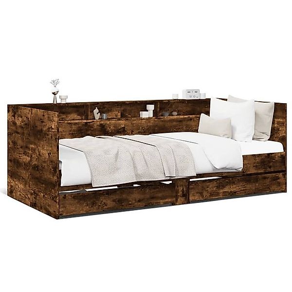vidaXL Bett, Tagesbett mit Schubladen Räuchereiche 100x200 cm Holzwerkstoff günstig online kaufen