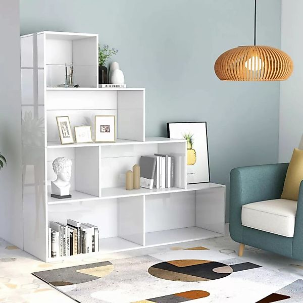 Bücherregal/raumteiler Hochglanz-weiß 155x24x160 Cm Spanplatte günstig online kaufen