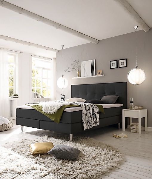 HASENA Boxspringbett "Fleur" Boxspringbett, runde Chromfüsse, weiche Bezüge günstig online kaufen