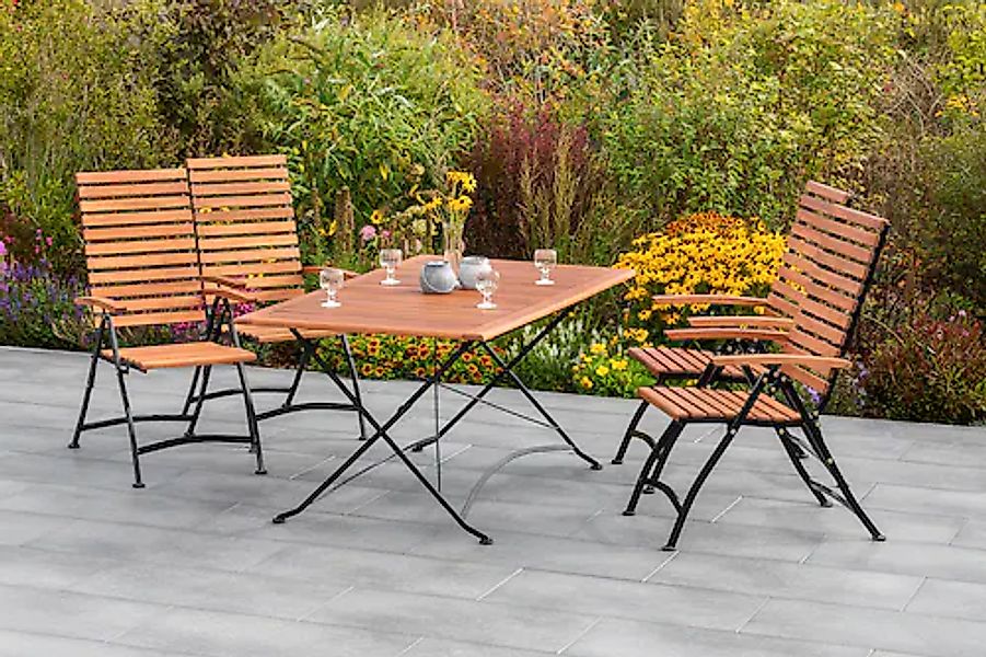 MERXX Garten-Essgruppe »Schloßgarten« 5 Stk. tlg. 4 Klappsessel mit Tisch günstig online kaufen