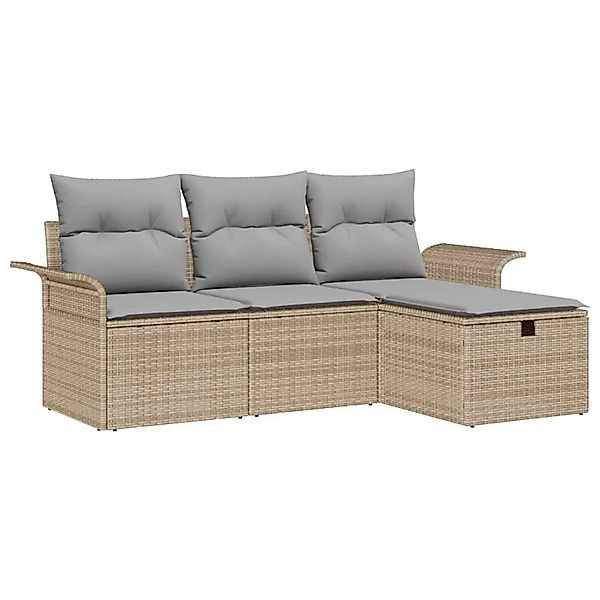 vidaXL Gartensofa-set mit Kissen 4-Tlg Beige und Hellgrau Poly-Rattan 33588 günstig online kaufen