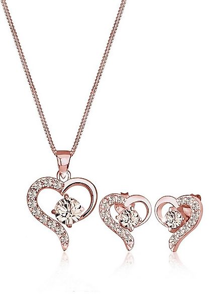 Elli Schmuckset Set mit Herz Weiß 925 Sterling Silber, mit Kristallen von S günstig online kaufen