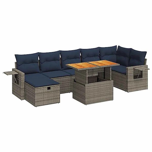 vidaXL 8-Tlg Garten-Sofagarnitur mit Kissen Braun Poly Rattan Akazie 332804 günstig online kaufen