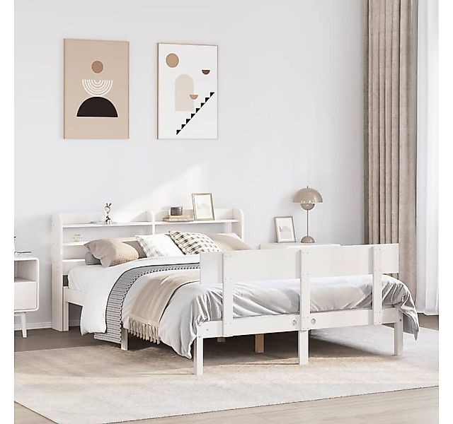 vidaXL Bett, Massivholzbett ohne Matratze Weiß 120x190 cm Kiefernholz günstig online kaufen