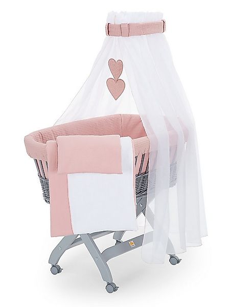 FabiMax Stubenwagen grau lackiert, Komplettset, Musselin & Waffelpiqué, Ink günstig online kaufen